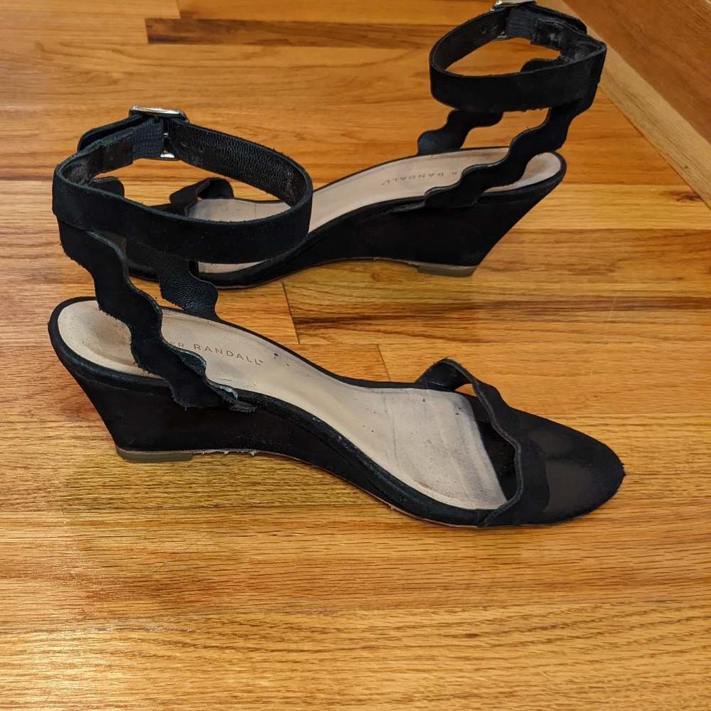 Loeffler Randall Black Suede Low Wedges
